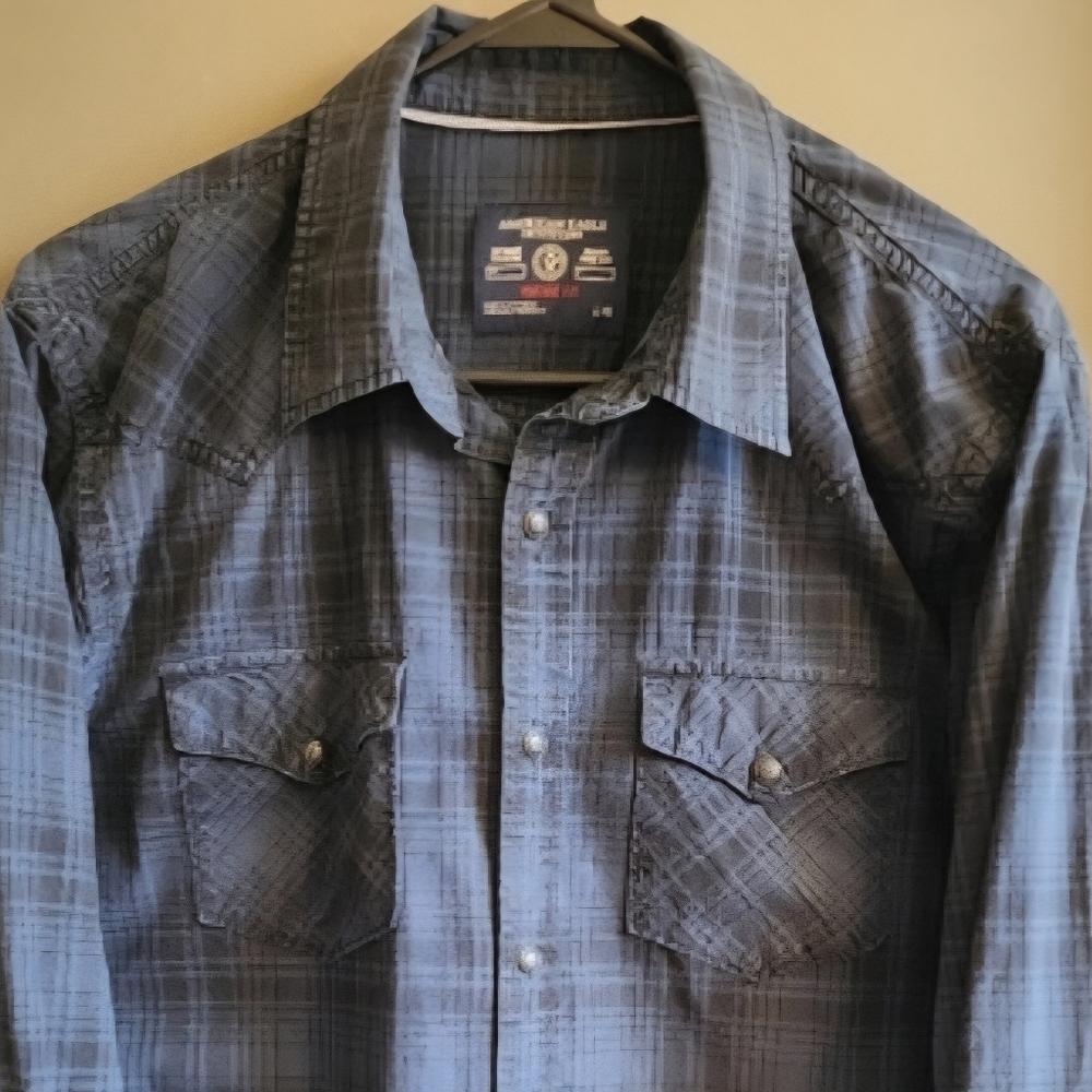 American Eagle Outfitters Men's Shirt Long Sleeve Blue Plaid Vintage Fit Size L